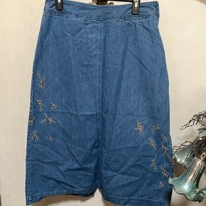 Knee length denim skirt